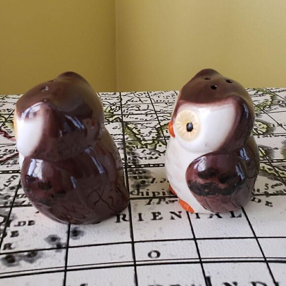 Vintage Little Owl Couple Salt & Pepper Shaker Set - Picture 2 of 8